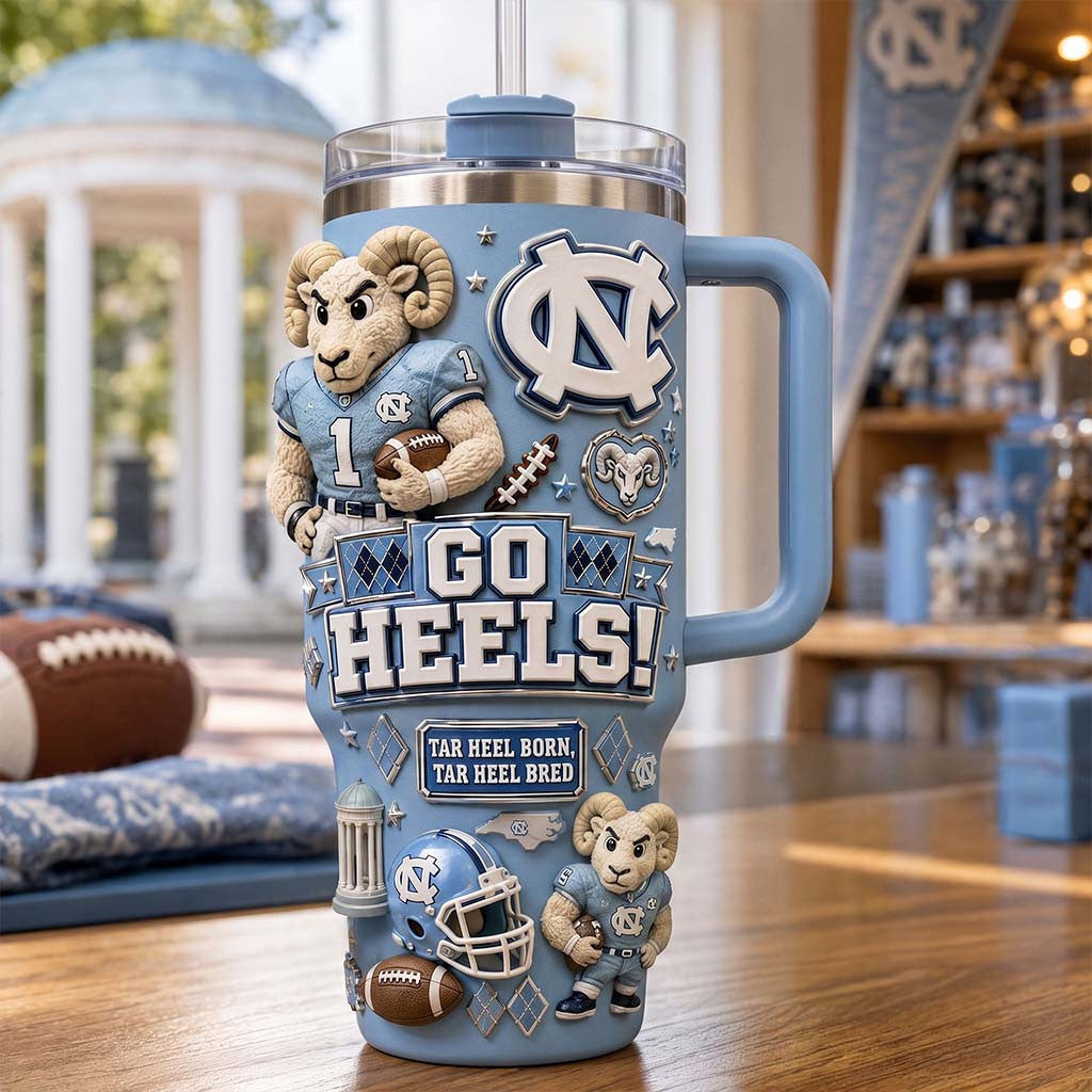 North Carolina Tar Heels Merch 2026 Go Heels Tar Heel Born Tar Heel Bred Tumbler Football Gifts - Merchluma