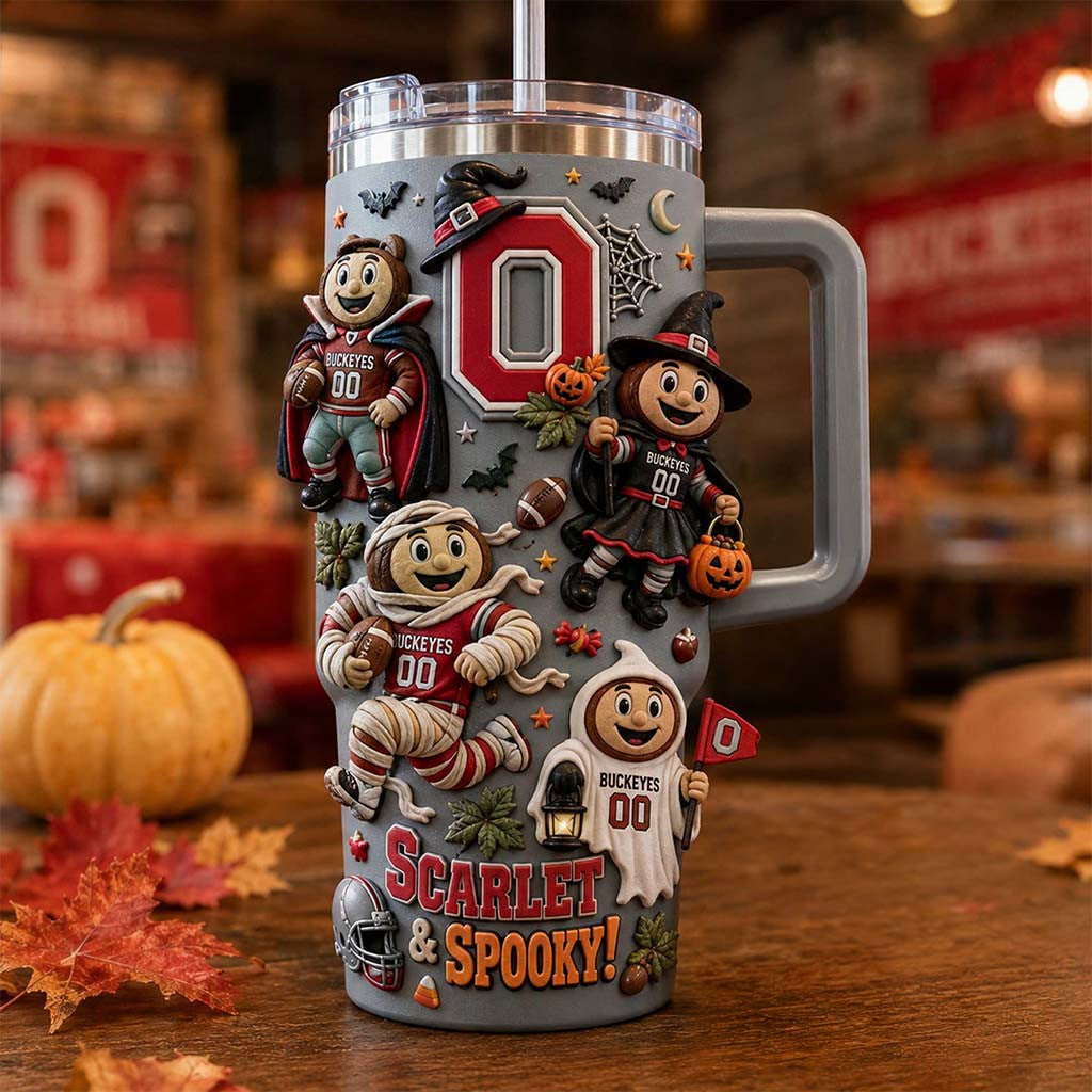 Ohio State Buckeyes Merch 2026 Scarlet And Spooky Tumbler Halloween Gift For Football Lovers - Merchluma