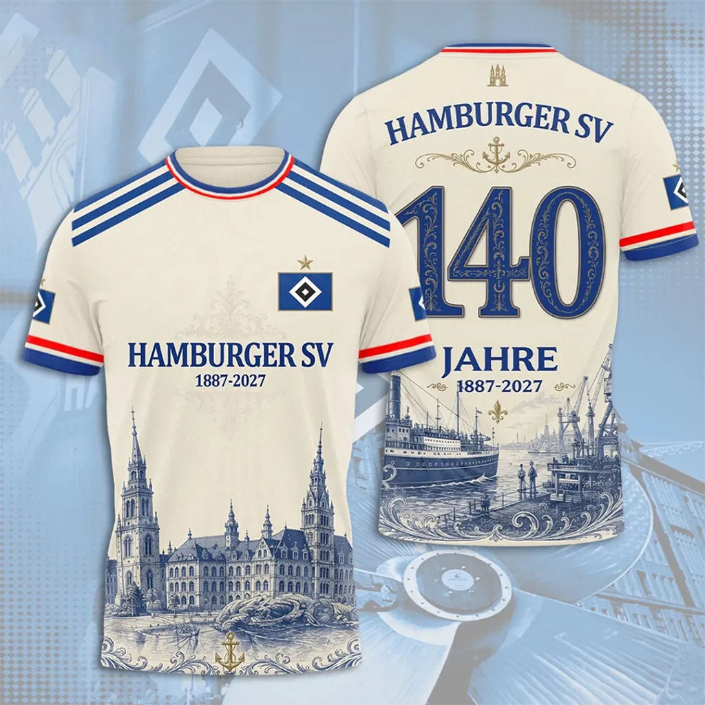 Hamburger SV 140th Anniversary Football Club Shirt Hamburger SV Merch Football Fan Gift Ideas - Merchluma