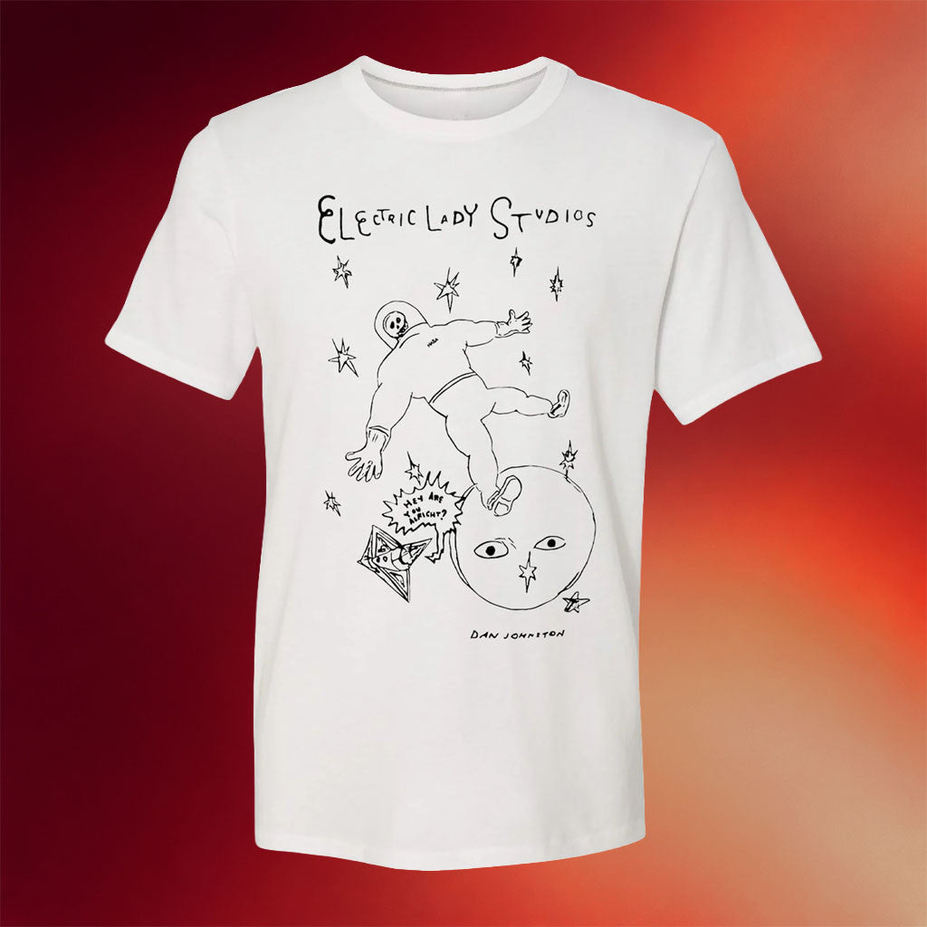 Electric Lady Studios Merch 2026 Daniel Johnston X ELS Lost In Space T-Shirt White Best Gifts - Merchluma