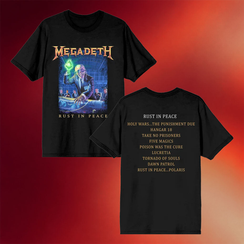 Megadeth Merch 2026 Rust In Peace Tracklist T-Shirt Unique Gift For Metal Band Fans - Merchluma