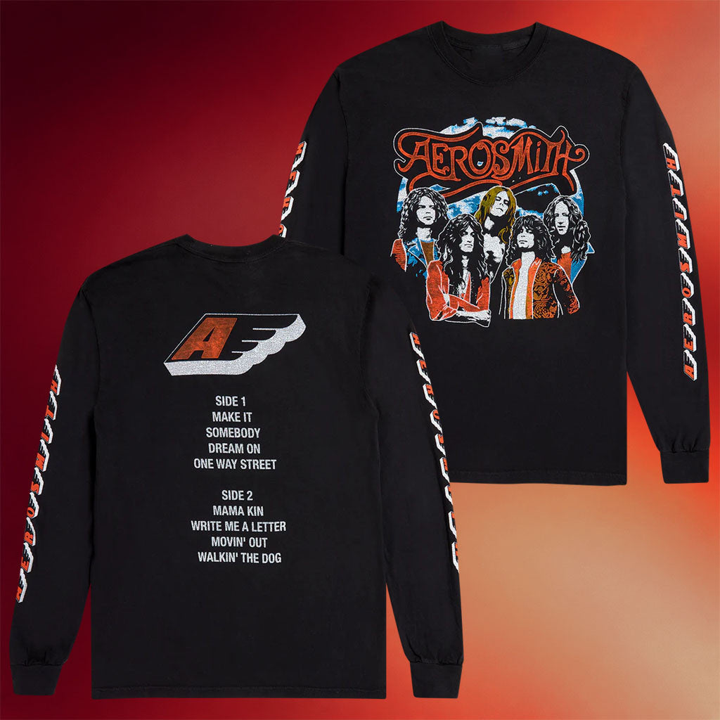 Aerosmith Merch 2026 The Legendary Debut Tracklist Long Sleeve Shirt Gift For Band Fans - Merchluma