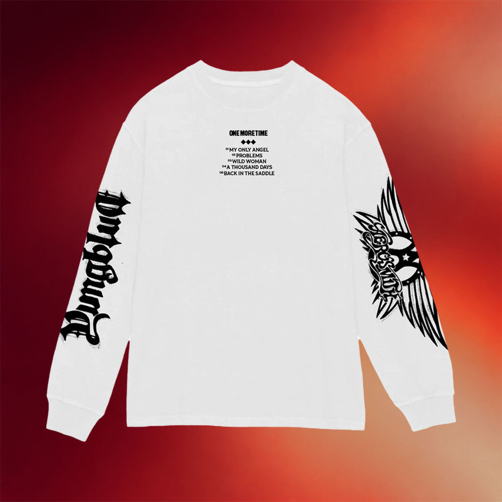 Aerosmith Merch 2026 Aerosmith And Yungblud One More Time White Long Sleeve Shirt Fan Gifts - Merchluma