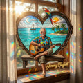 Jimmy Buffett Tropical Parrot Wood Heart Suncatcher Window Hanging Decor Jimmy Buffett Merch - Merchluma