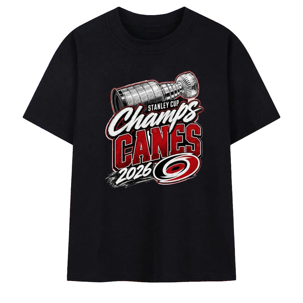 Stanley Cup Champs Canes 2026 Carolina Hurricanes Hockey T-Shirt Hurricanes Merch Fan Gifts - Merchluma
