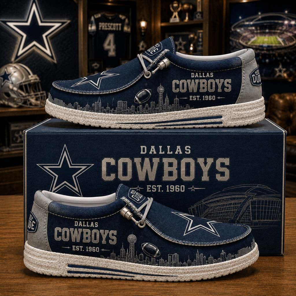 Dallas Cowboys Shoes Skyline City Loafers Dallas Cowboys Merch Gift For Football Lovers - Merchluma