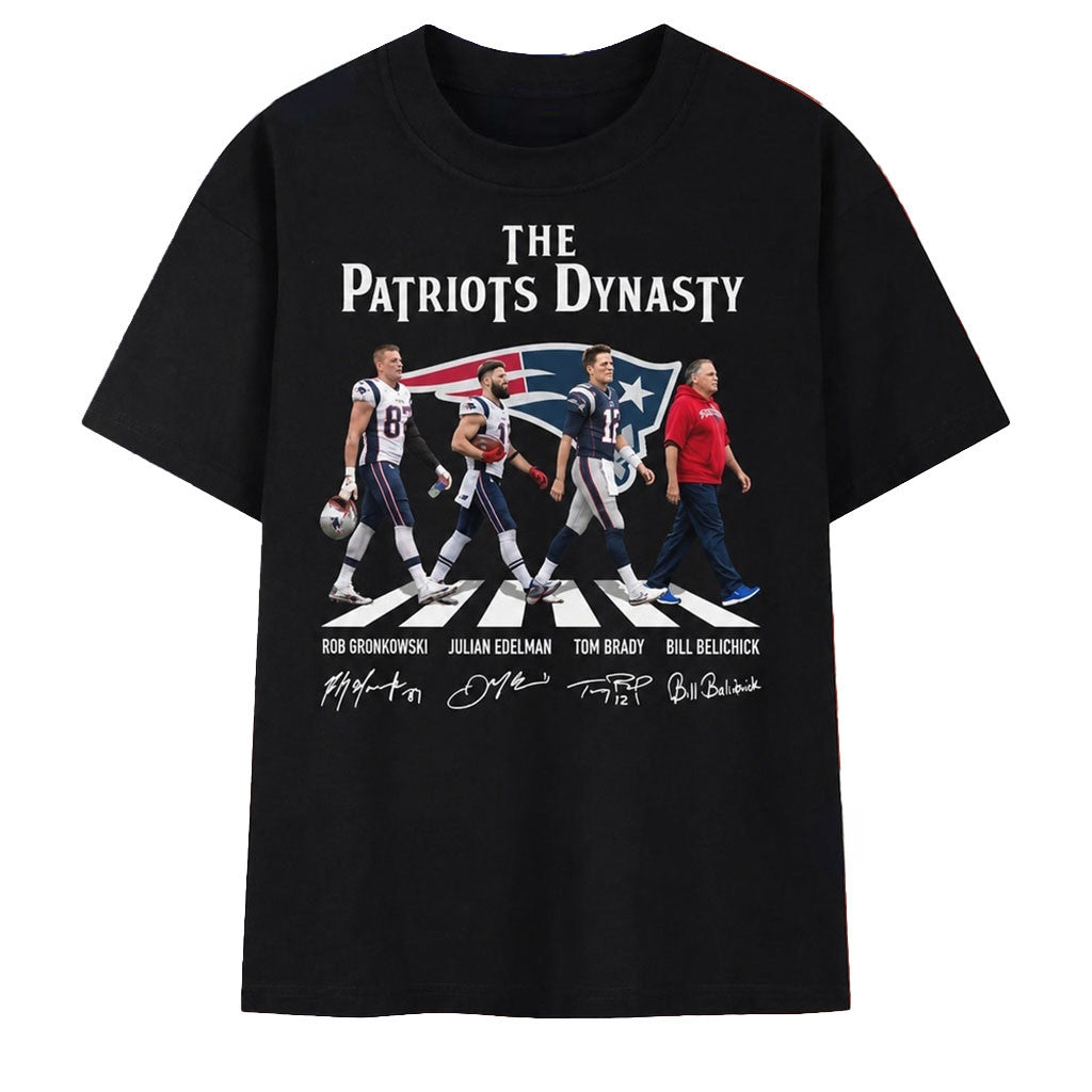 The Patriots Dynasty Abbey Road Style Signatures 2026 T-Shirt NE Patriots Merch Fan Gifts - Merchluma
