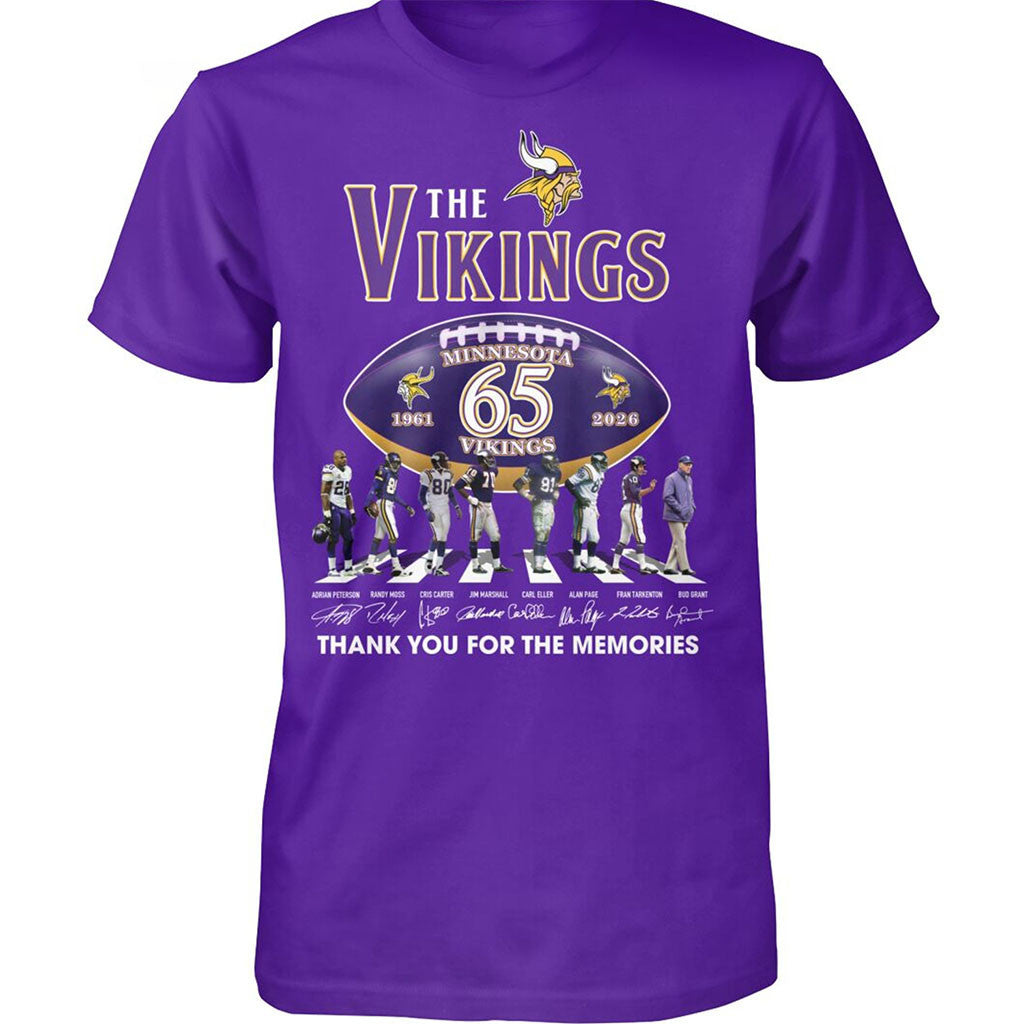 Minnesota Vikings 65th Anniversary The Beatles Abbey Road T-Shirt MN Football Merch Fan Gifts - Merchluma