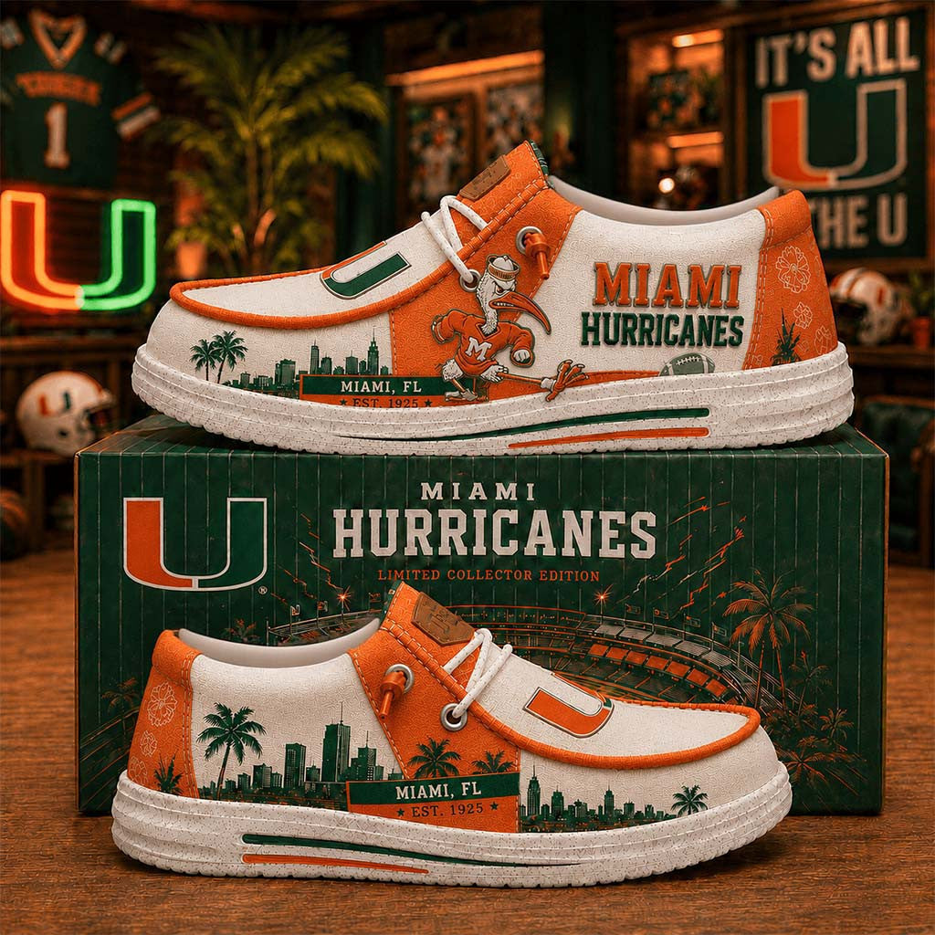 Miami Hurricanes Shoes The U Shoes Miami Hurricanes Merch Game Day Gift For Football Lovers - Merchluma