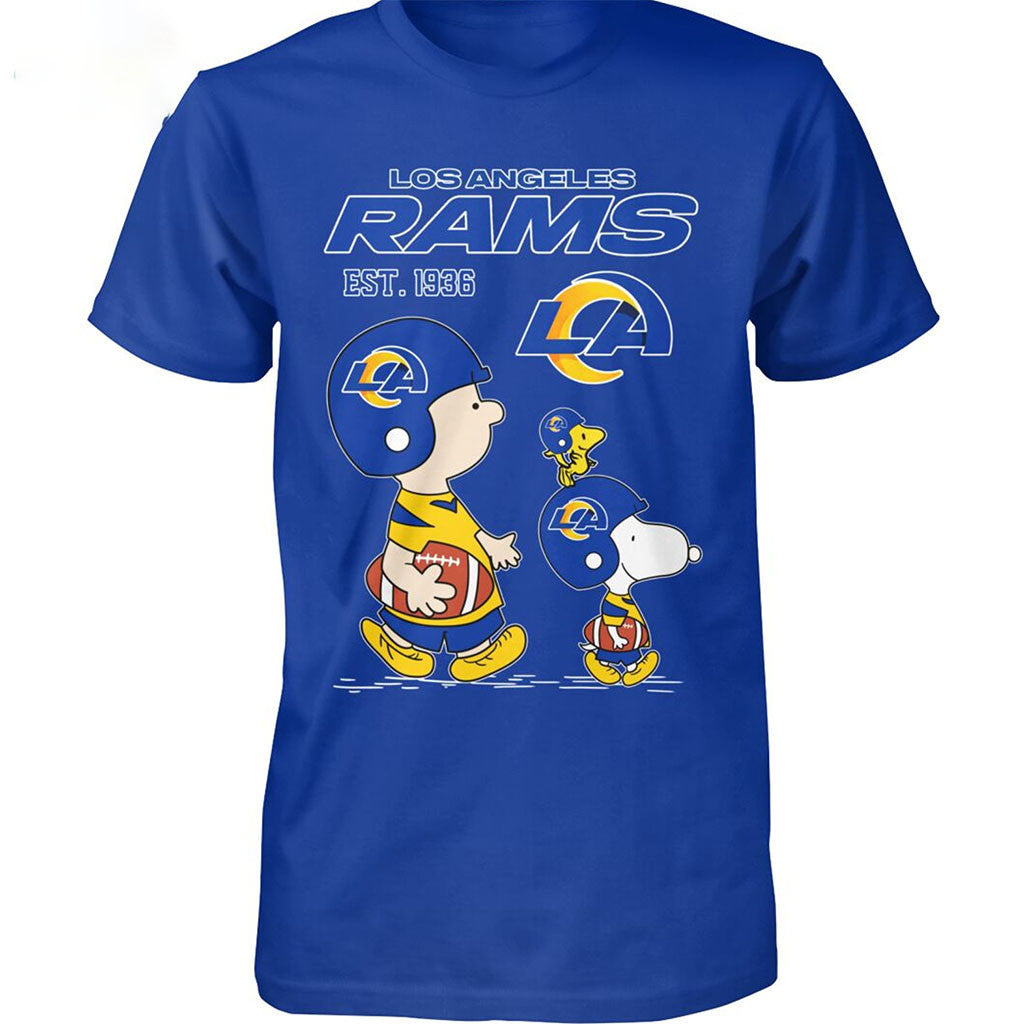 Charlie Brown And Snoopy Los Angeles Rams T-Shirt Los Angeles Football Merch Gifts For Fans - Merchluma