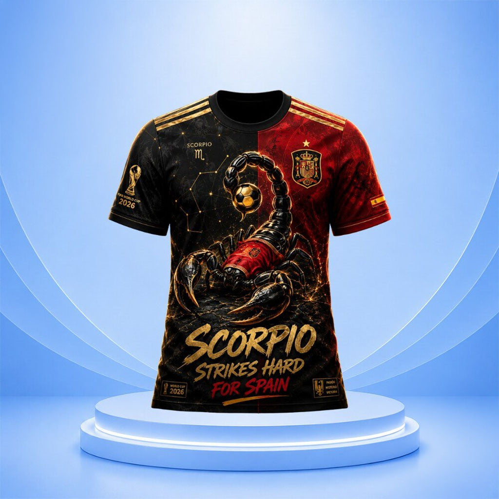 Spain X Zodiac FIFA World Cup 2026 Scorpio Strikes Hard For Spain Soccer Shirt Gifts For Fans - Merchluma