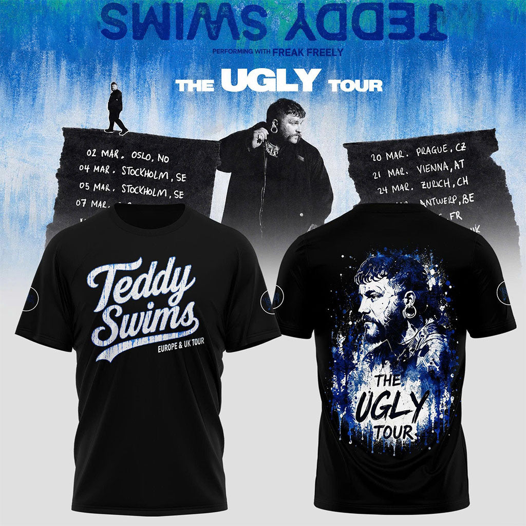 Teddy Swims The Ugly Europe And UK Tour 2027 T-Shirt Black Teddy Swims Tour Merch Fan Gifts - Merchluma