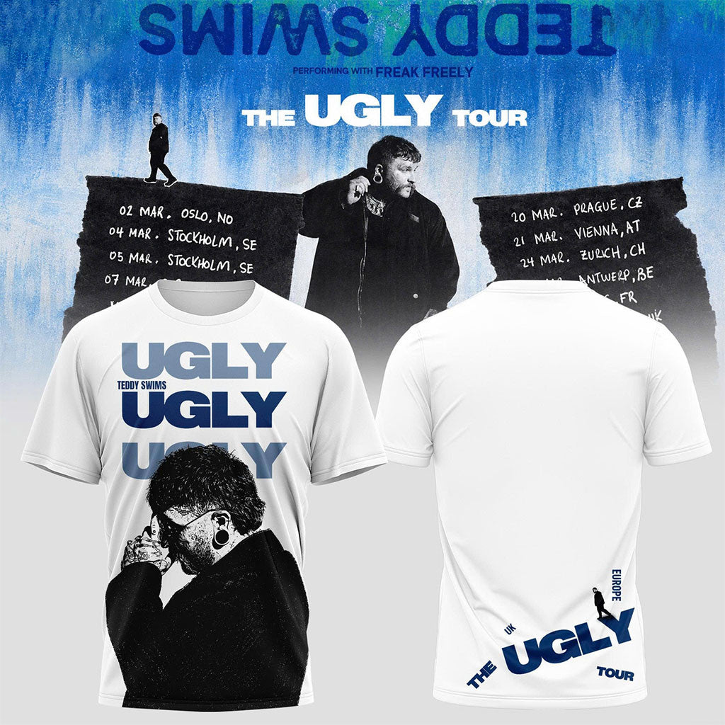 Teddy Swims Merch The Ugly Europe And UK Tour 2027 T-Shirt White Present For Music Lovers - Merchluma