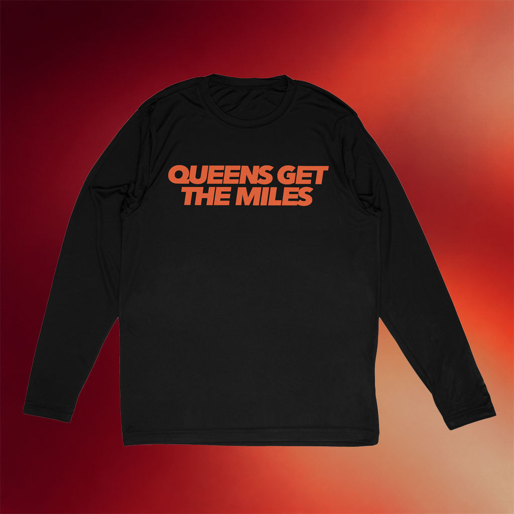 Run Hustle Run Merch 2026 Queens Get The Miles RHR Long Sleeve T-Shirt Gifts For Father's Day - Merchluma