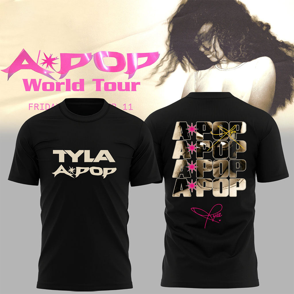 Tyla Merch 2026 Apop World Tour T-Shirt Black Concert Merchandise Gift For Music Fans - Merchluma