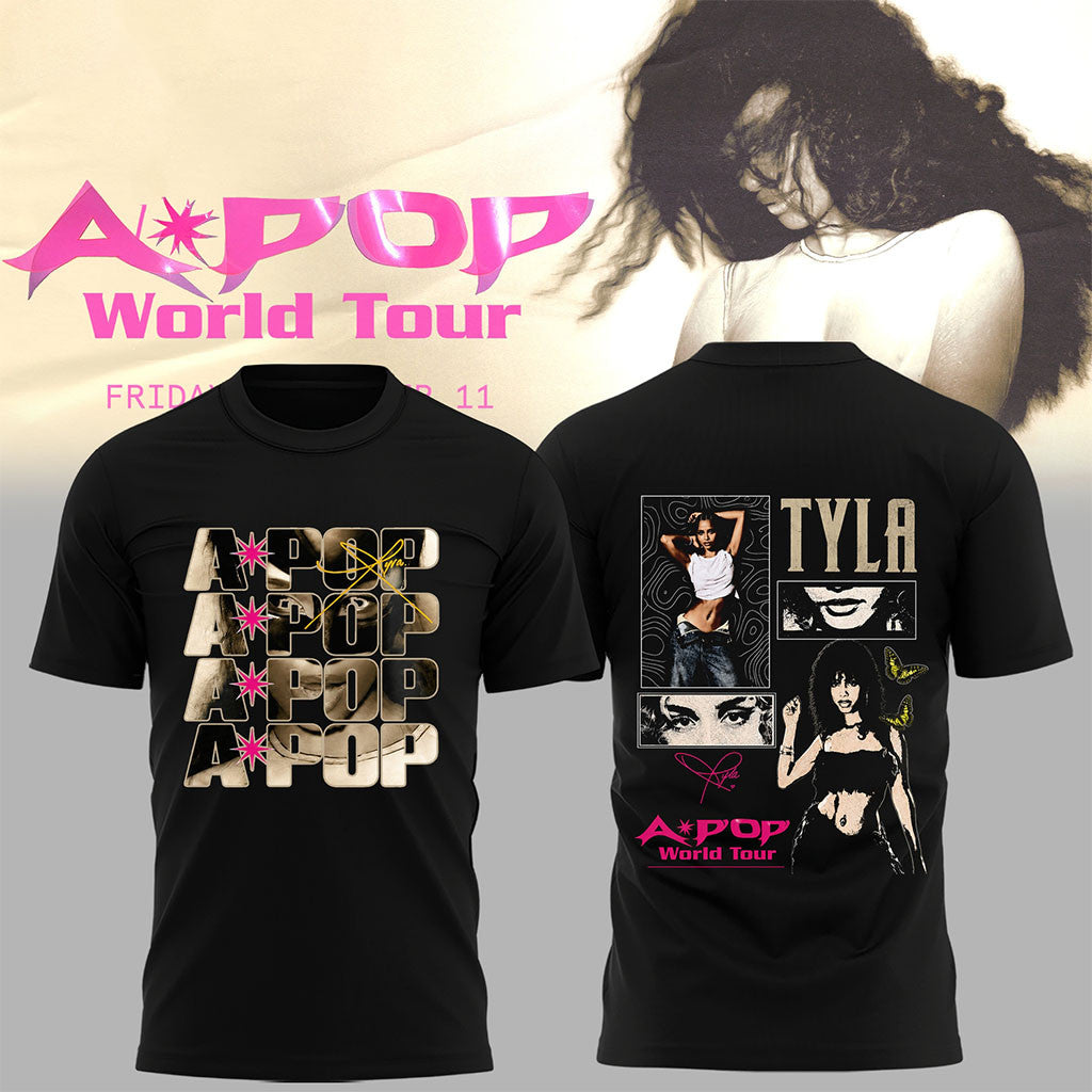 Tyla Merch Apop World Tour T-Shirt Black Gifts For Music Lovers - Merchluma