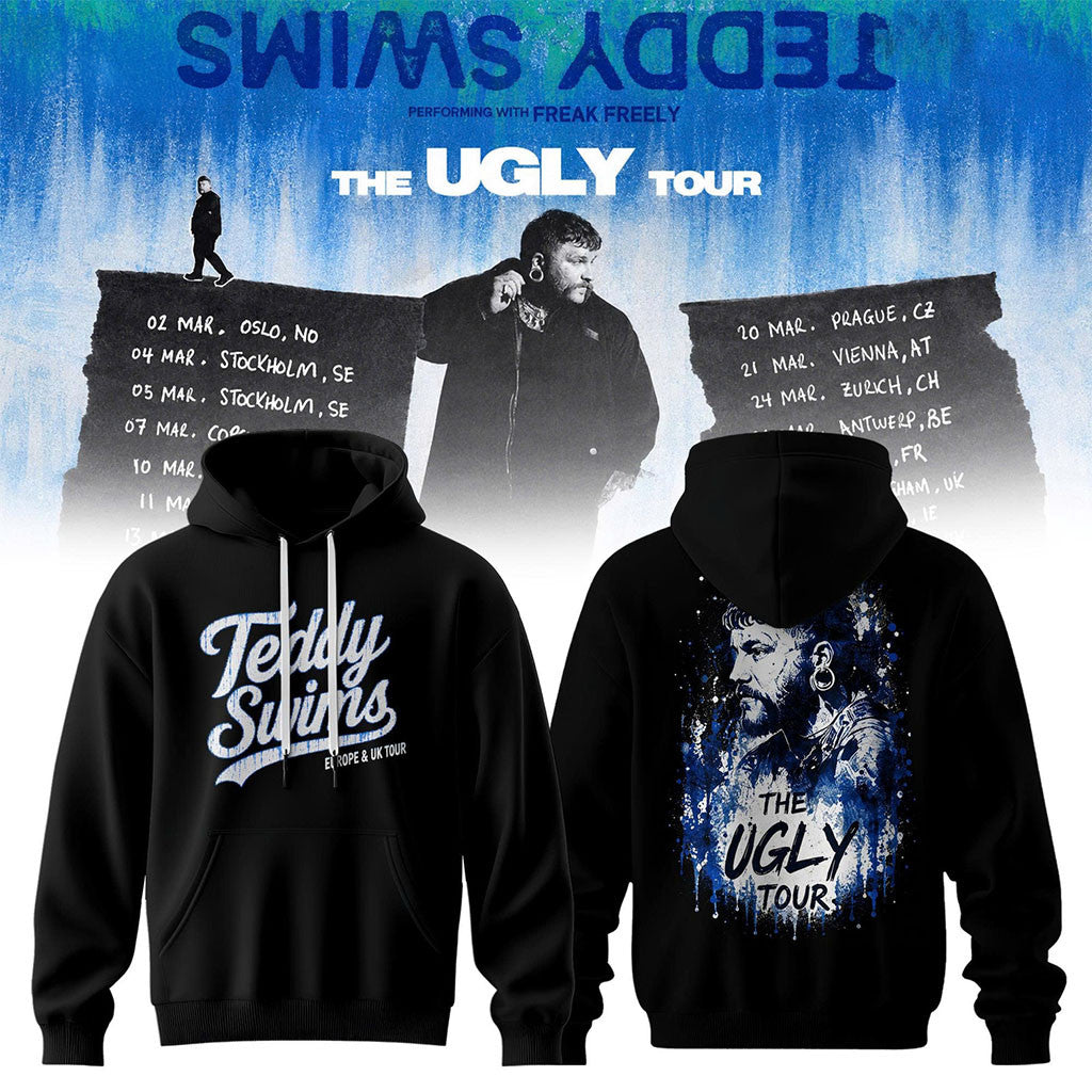 Teddy Swims Merch The Ugly Europe And UK Tour 2027 Hoodie Black Gift Ideas For Music Lovers - Merchluma