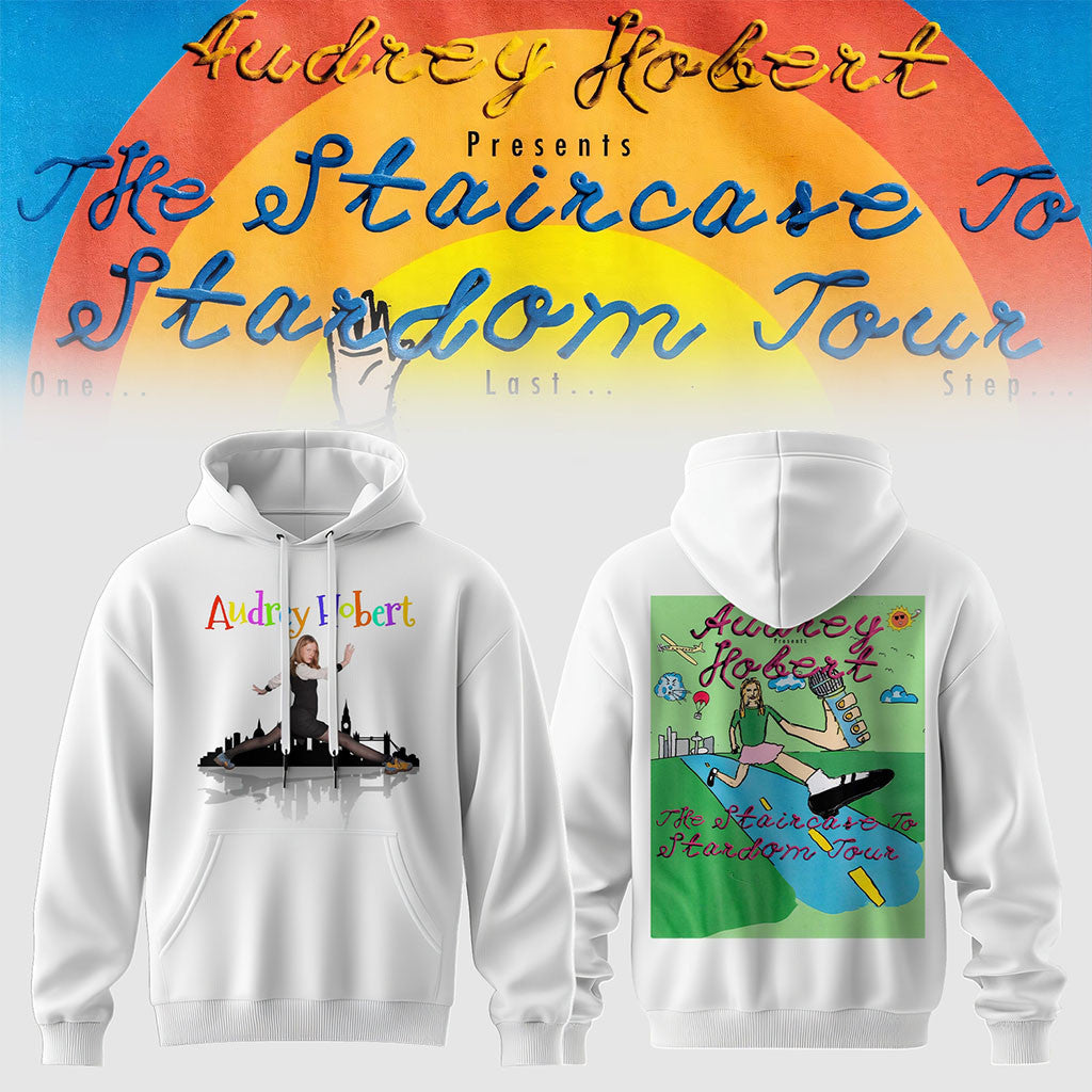 Audrey Hobert Merch The Staircase To Stardom Tour Hoodie White Gifts For Music Lovers - Merchluma