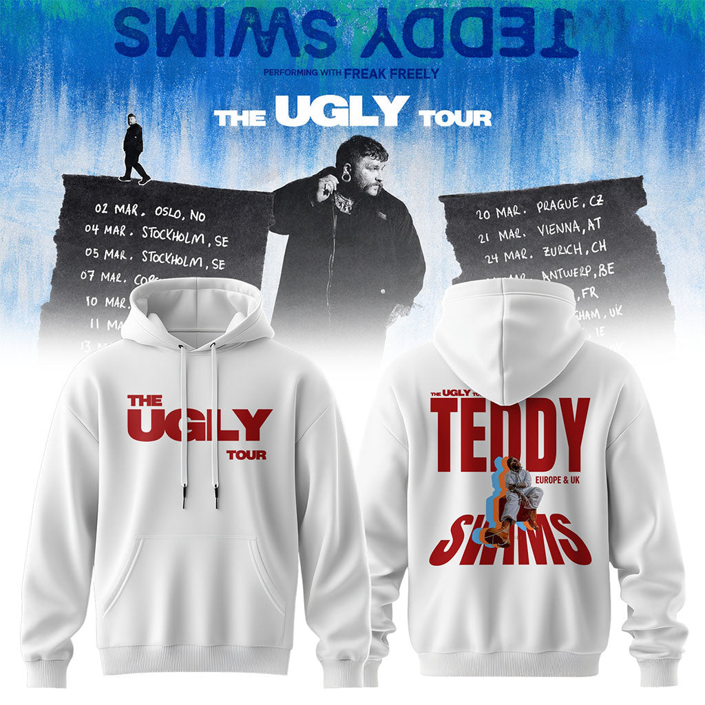 Teddy Swims The Ugly Europe And UK Tour 2027 Hoodie White Teddy Swims Tour Merch Fan Gifts - Merchluma