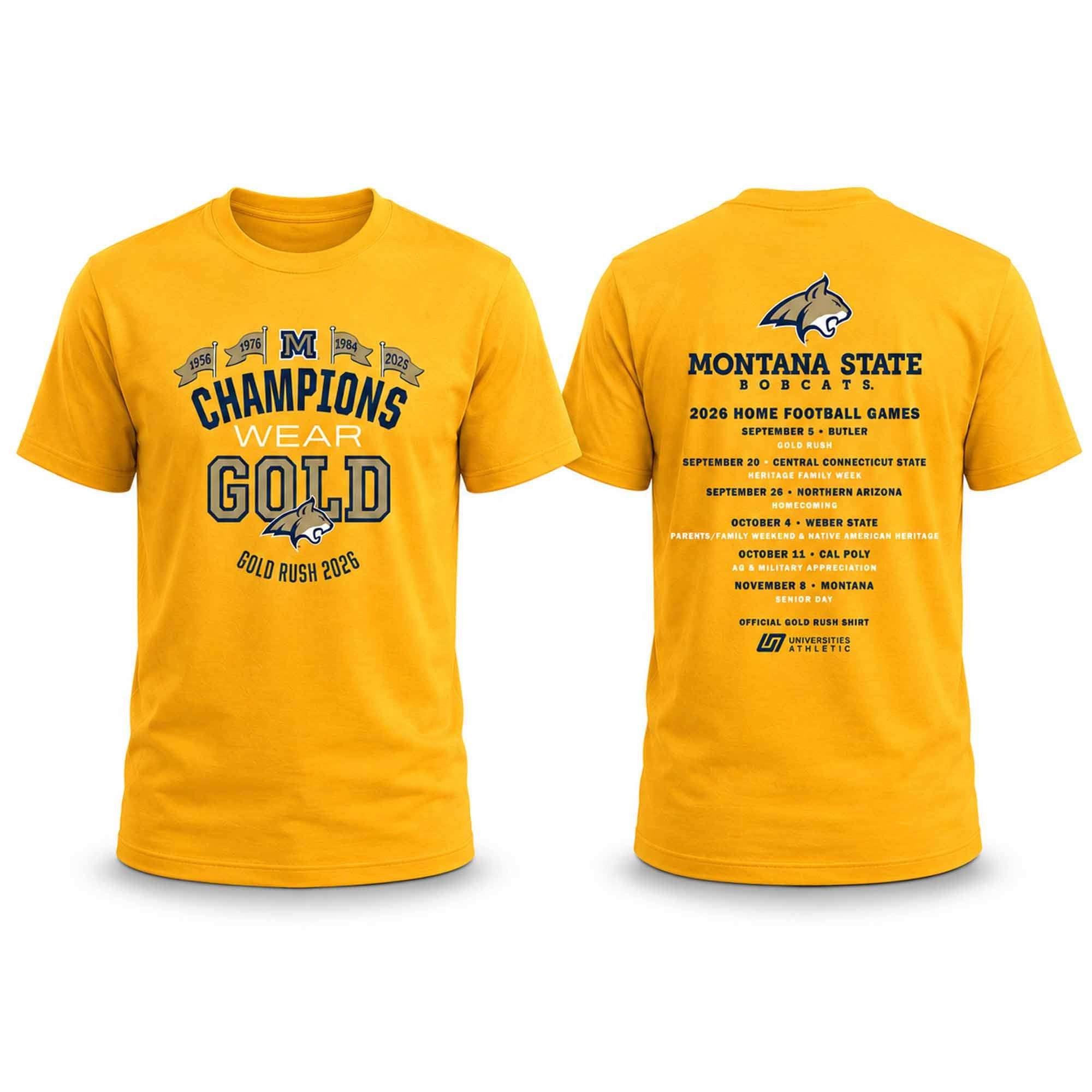 2026 Montana State MUS Champions Wear Gold Rush Shirt Montana State Bobcats Merch Fan Gifts - Merchluma