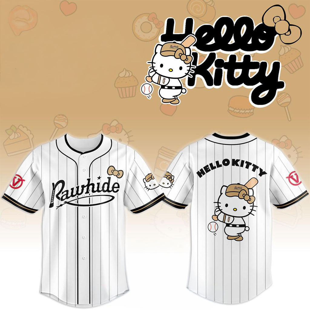 Visalia Rawhide X Hello Kitty Classic Striped 2026 Night Game Jersey Visalia Rawhide Merch - Merchluma