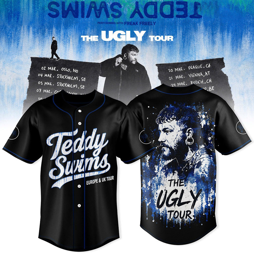 Teddy Swims Merch The Ugly Europe And UK Tour 2027 Baseball Jersey Gift For Music Lovers - Merchluma