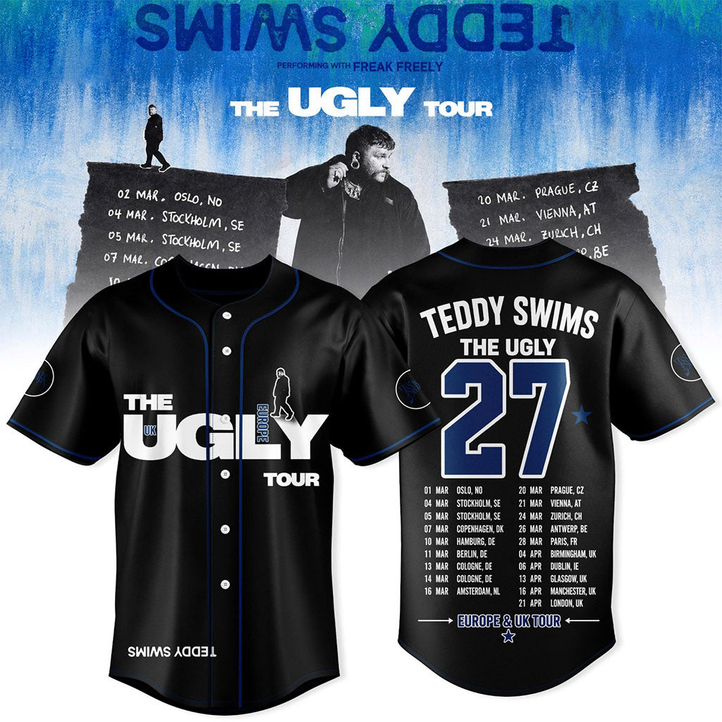 Teddy Swims The Ugly Europe And UK Tour 2027 Baseball Jersey Teddy Swims Merch Fan Gifts - Merchluma