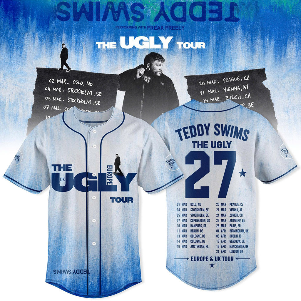 Teddy Swims Merch The Ugly Europe And UK Tour 2027 Baseball Jersey Best Gift For Music Lovers - Merchluma