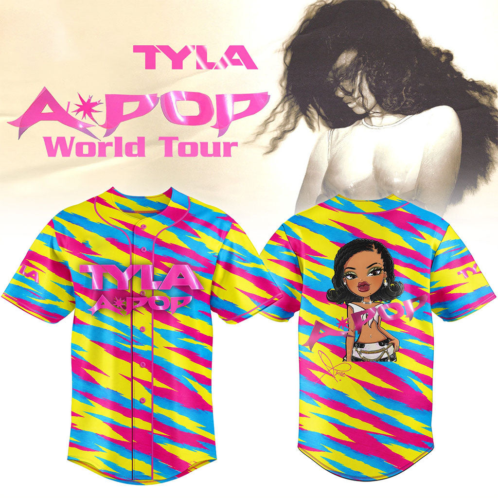 Tyla Apop World Tour 2026 Baseball Jersey Tyla Merch Concert Clothing Gift For Music Lovers - Merchluma
