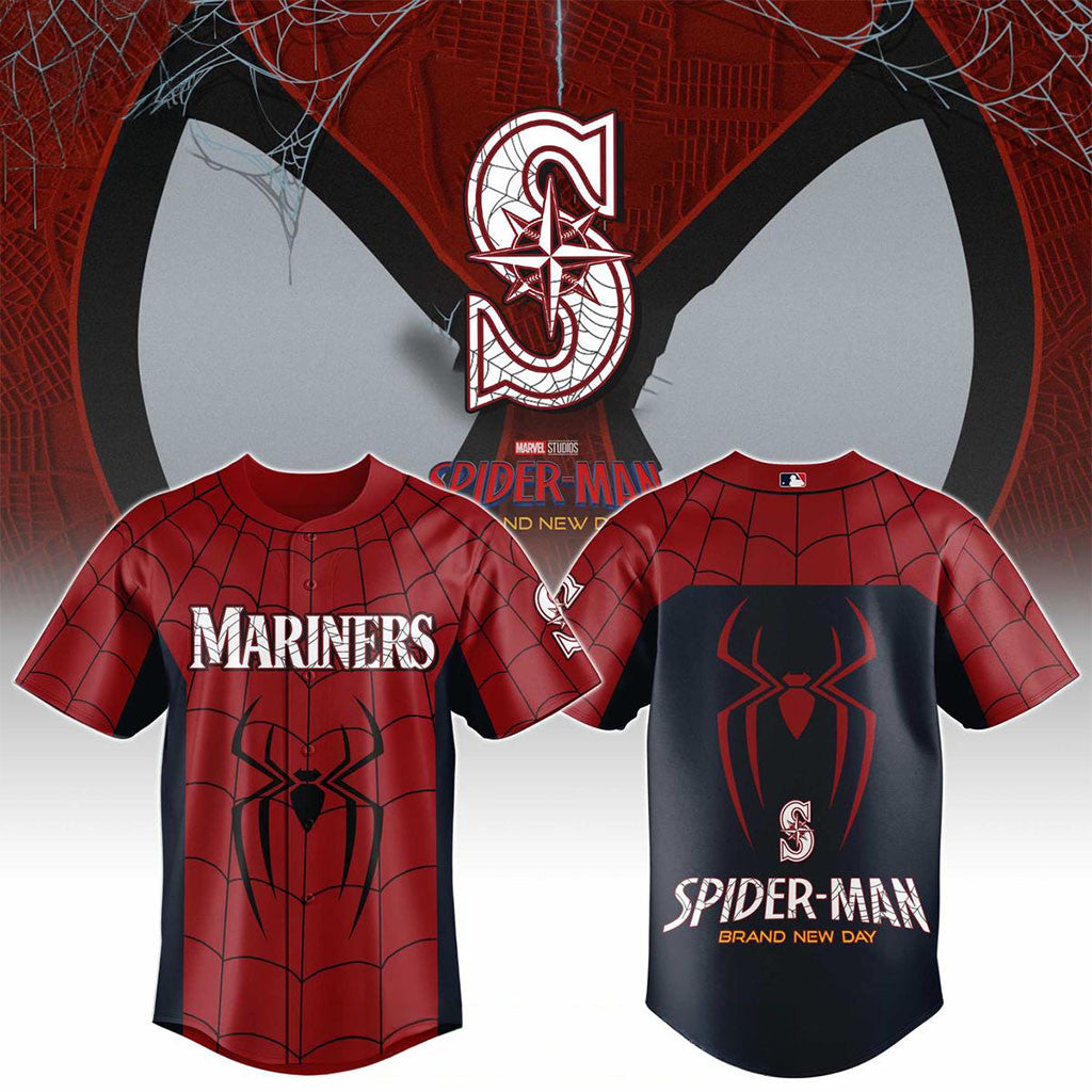 Seattle Mariners x Spider-Man Brand New Day 2026 Theme Game Jersey Seattle Mariners Merch - Merchluma