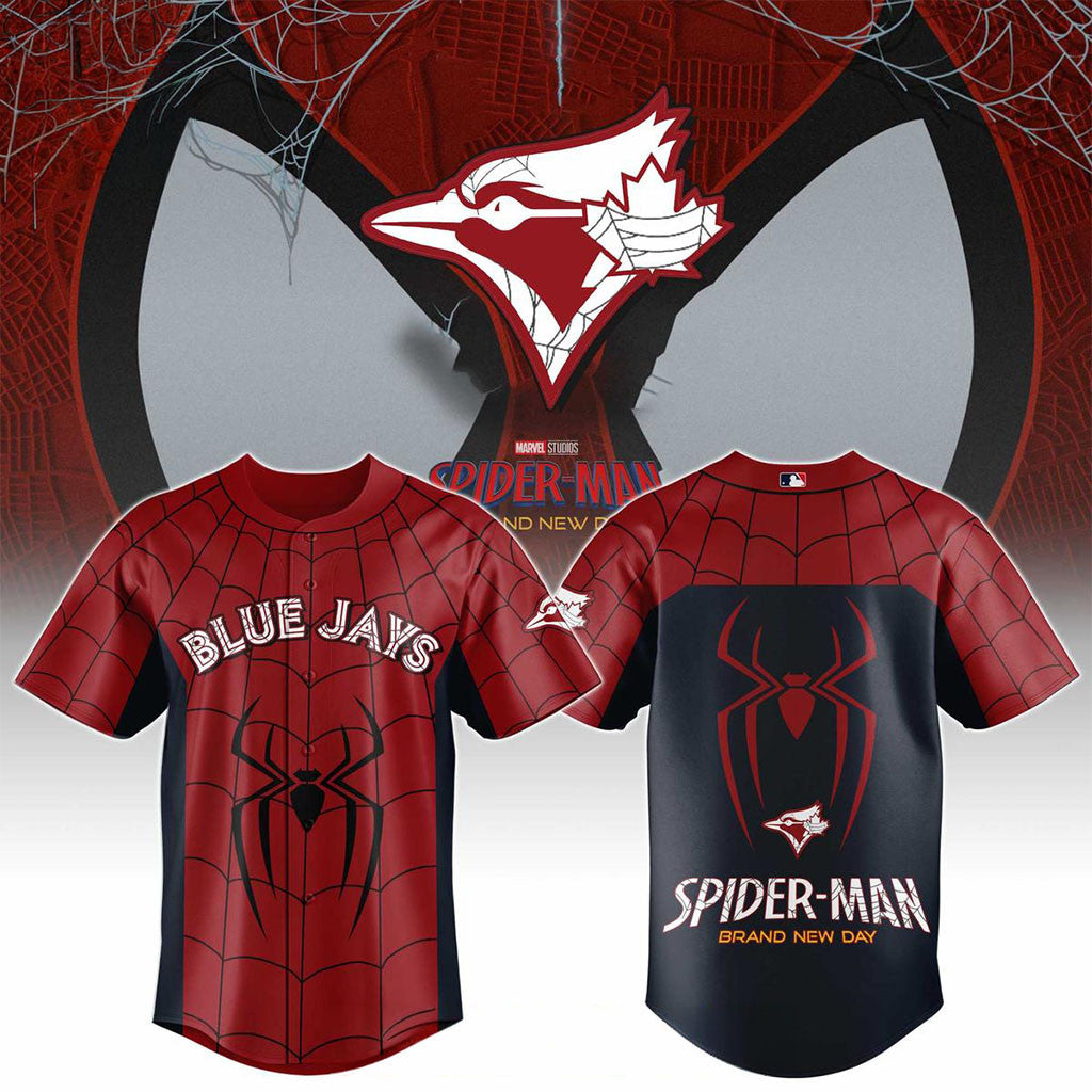 Toronto Blue Jays X Spider-Man Brand New Day 2026 Theme Game Jersey Jays Merch Fan Gifts - Merchluma