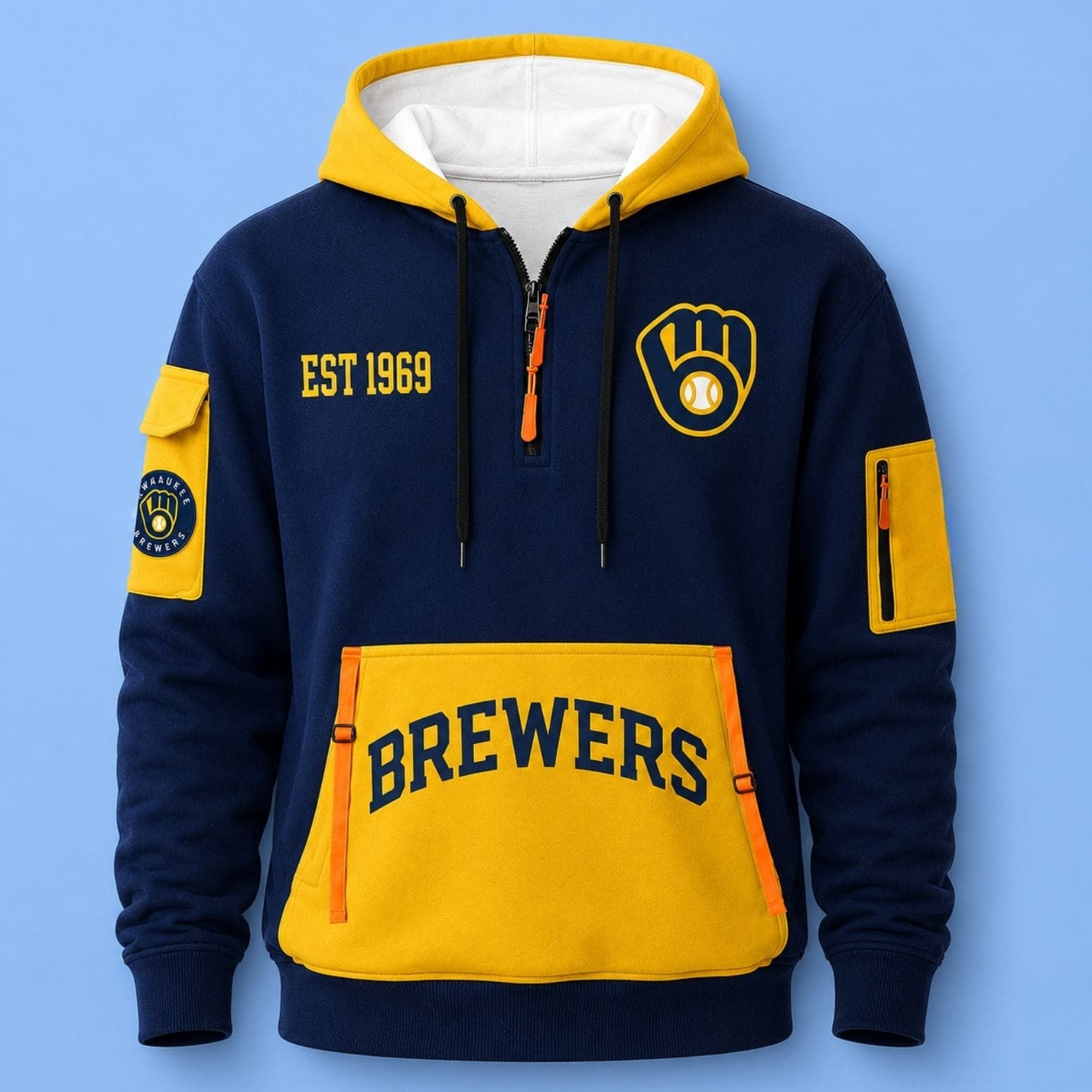 2026 Brewers EST 1969 Quarter Zip Hoodie Milwaukee Brewers Merch Gift For Baseball Fans - Merchluma