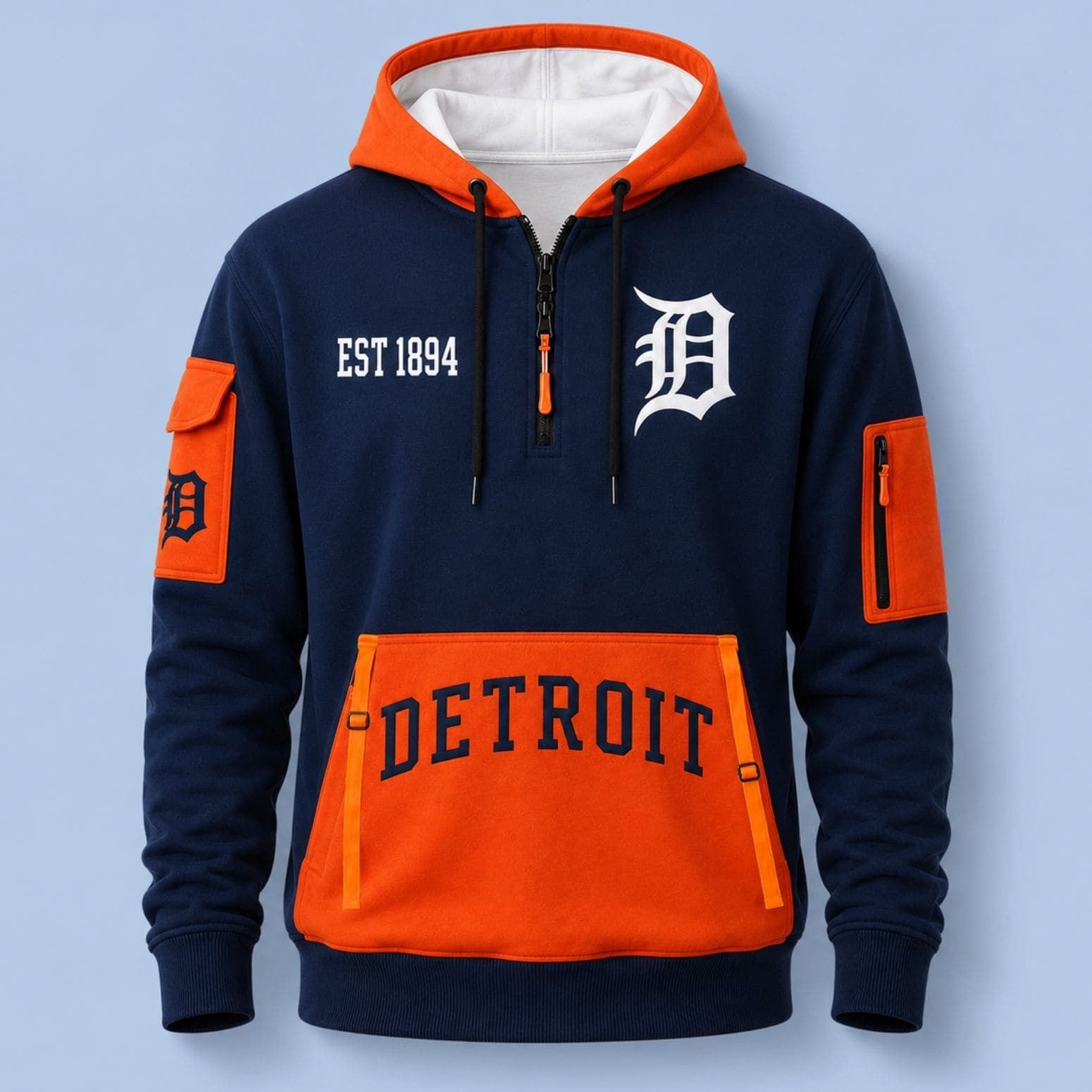 2026 Tigers EST 1894 Quarter Zip Hoodie Detroit Tigers Merch Unique Gift For Brothers - Merchluma