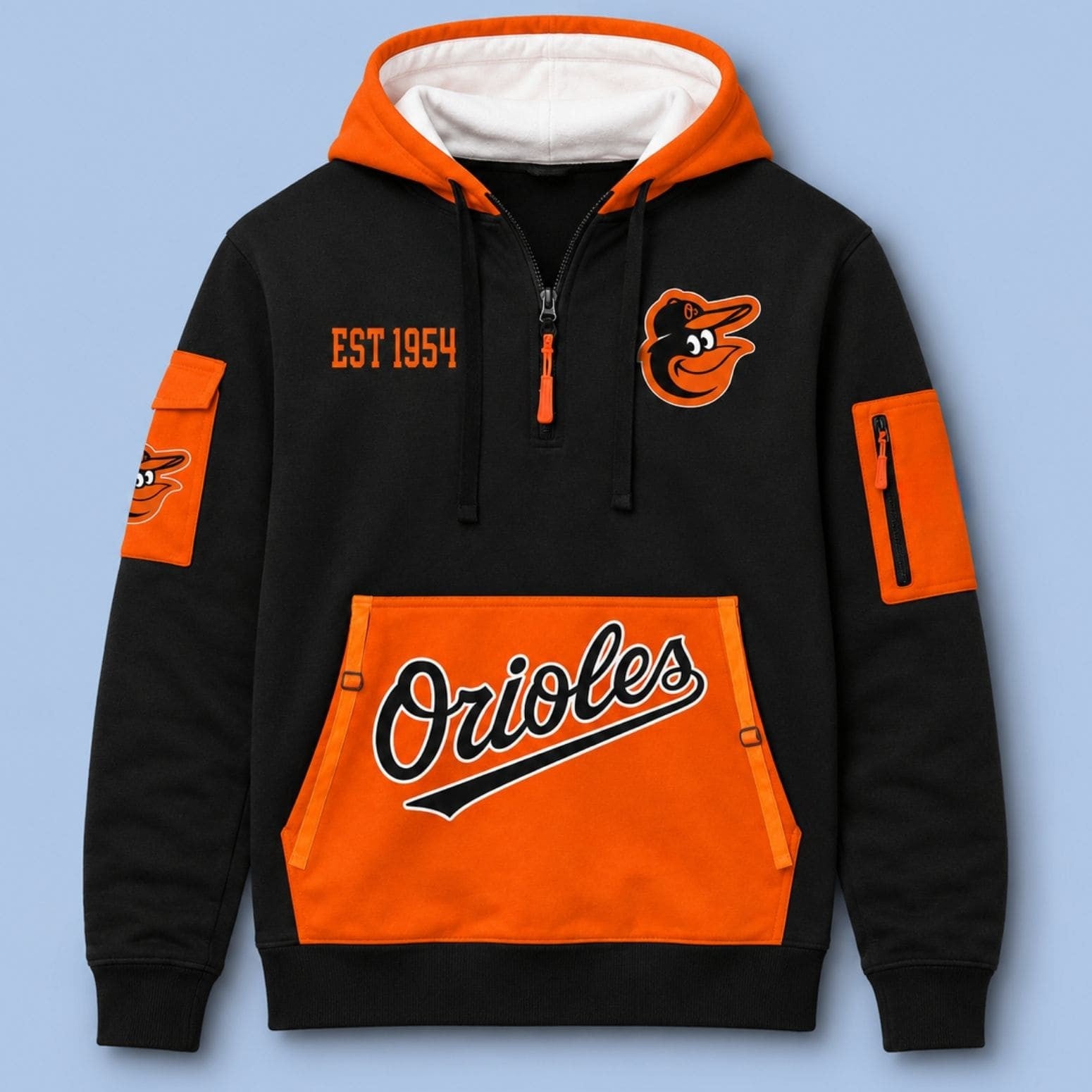 2026 Orioles EST 1954 Quarter Zip Hoodie Baltimore Orioles Merch Baseball Fan Present - Merchluma