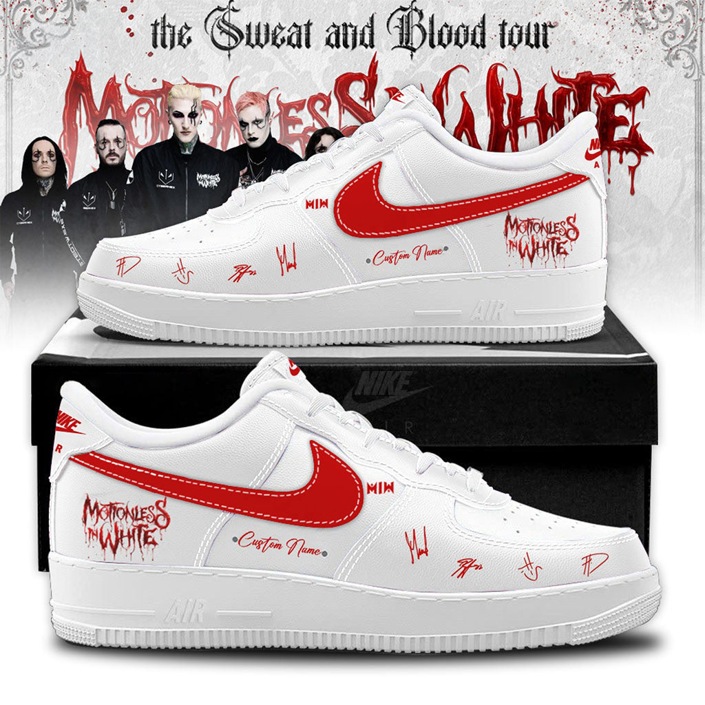Personalized Motionless In White Merch The Sweat & Blood Tour 2026 Signature Sneakers Fan Gifts - Merchluma