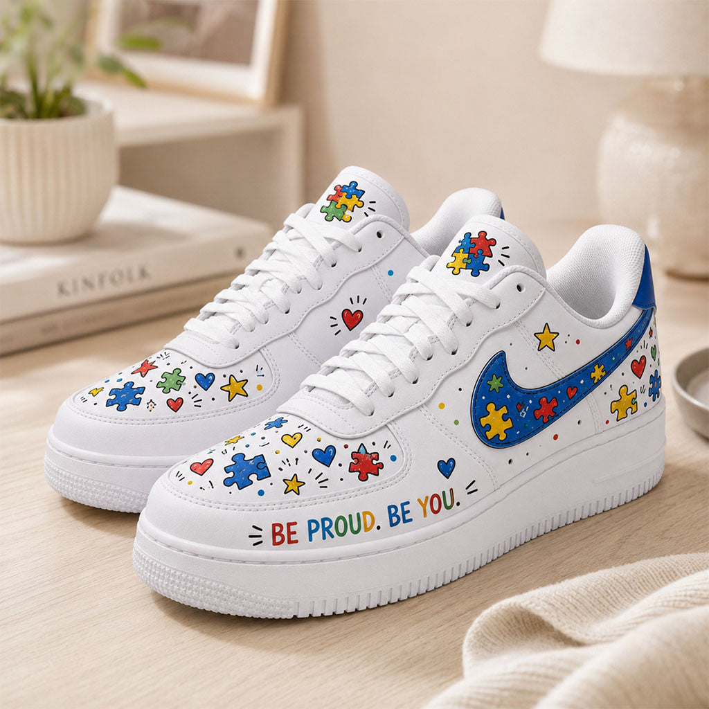 Autism Awareness Sneakers Be Proud Be You Puzzle Shoes Gifts For Him Her - Merchluma