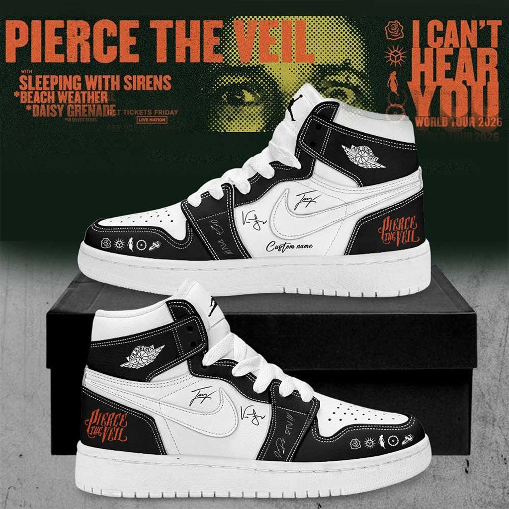 Custom Pierce The Veil Merch I Can't Hear You World Tour 2026 Signature Shoes Gift Ideas For Her - Merchluma