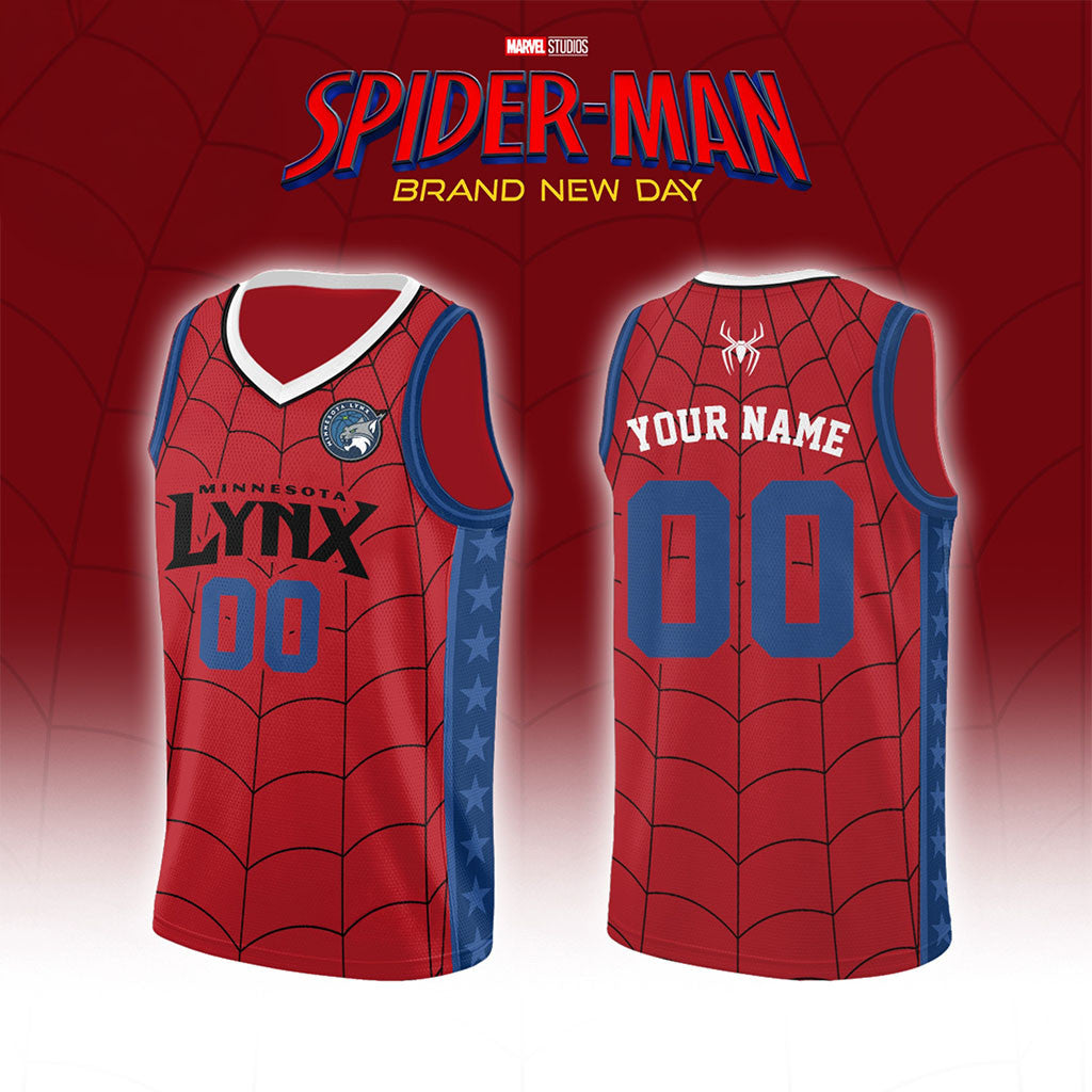 Custom Minnesota Lynx X Spider-Man Brand New Day 2026 Basketball Jersey Minnesota Lynx Merch - Merchluma