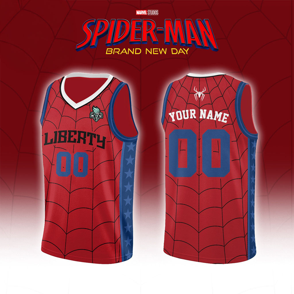 Custom New York Liberty X Spider-Man Brand New Day 2026 Basketball Jersey NY Liberty Merch - Merchluma