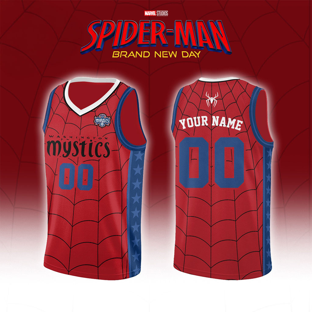 Personalized Washington Mystics X Spider-Man Brand New Day 2026 Basketball Jersey Fan Merch - Merchluma