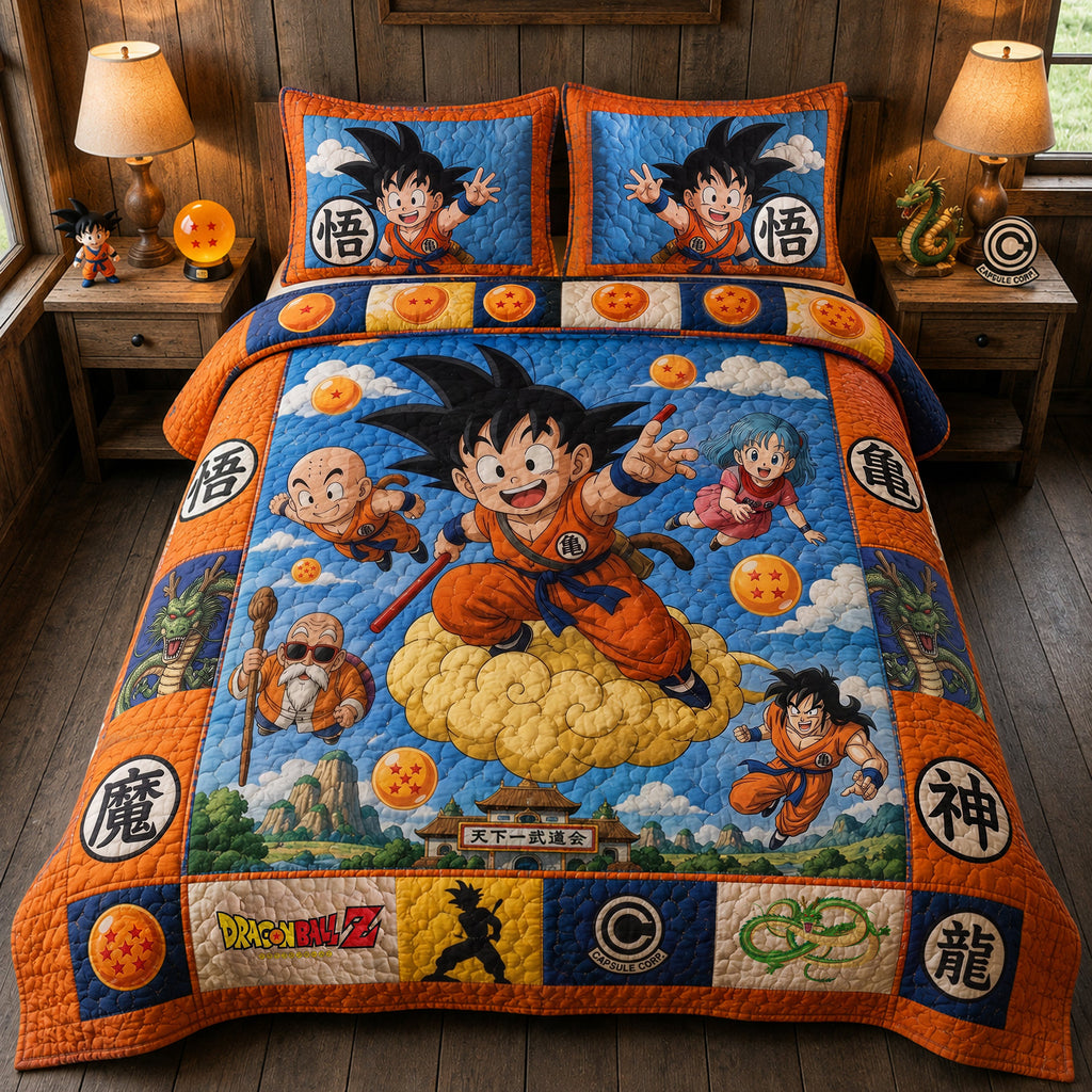 Dragon Ball Z Anime Martial Arts Adventure Quilt Bedding Set Bedroom Decor Anime Fan Gifts - Merchluma