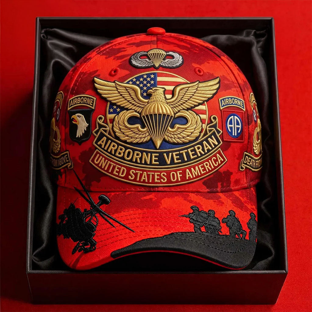 US Airborne Veteran Hat Military Honor Cap US Airborne Merch Gifts For Veteran Dad - Merchluma