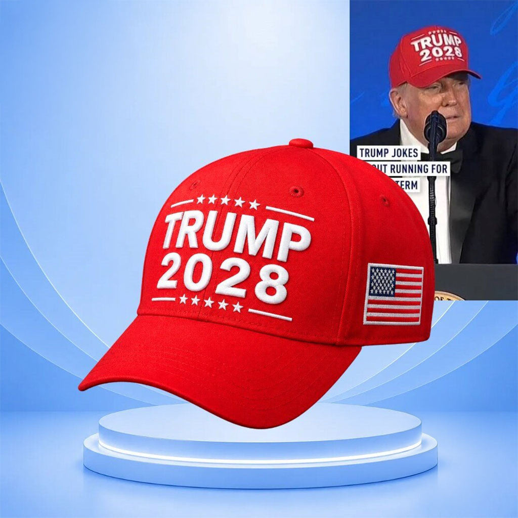 Donald Trump Dons Trump 2028 Hat Red Embroidered MAGA Merch Gifts For Fans - Merchluma