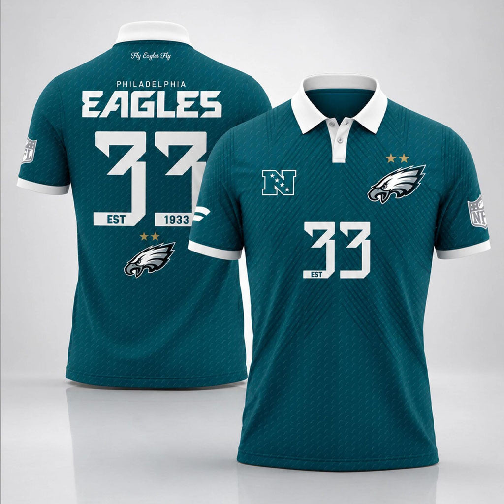 Philadelphia Eagles 1933 Founding Year Polo Shirt #33 Eagles Merch Football Fan Gift Ideas - Merchluma
