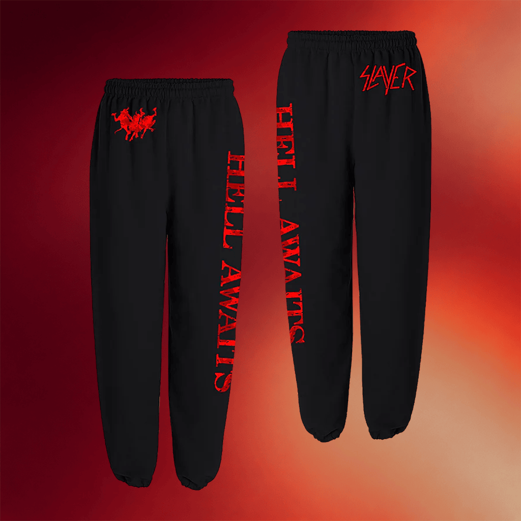 Slayer Merch Hell Awaits Camo Logo Sweatpants Slayer Apparel Music Lover Gifts For Him - Merchluma