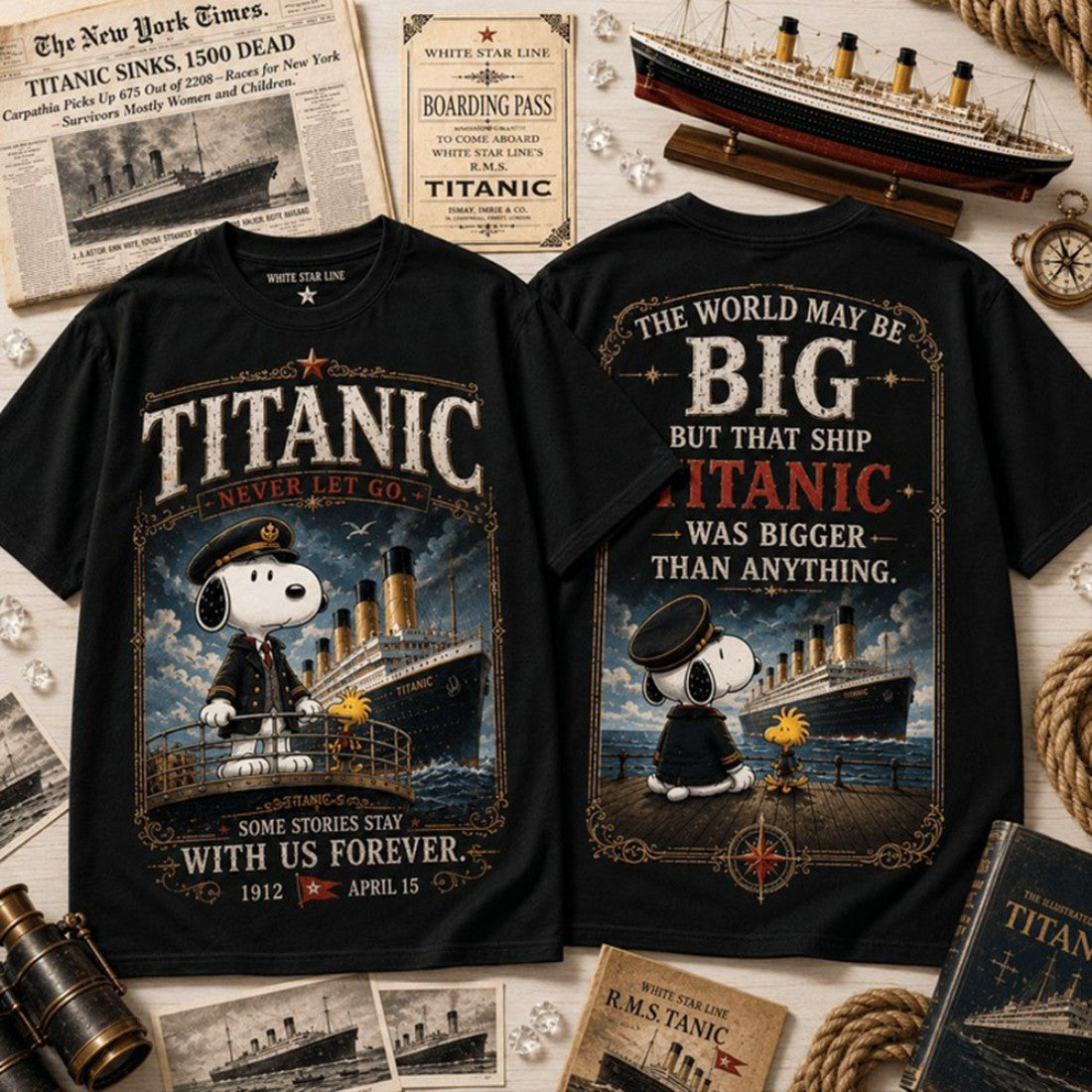 Snoopy Titanic Never Let Go Shirt Classic Movie T-Shirt Gift Ideas For Fans - Merchluma