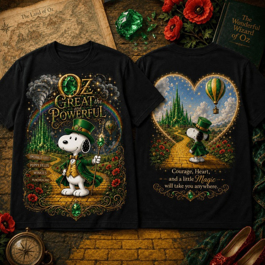 Snoopy Wizard Of Oz Emerald City Fantasy Movie T-Shirt The Wizard Of Oz Merch Fan Gifts - Merchluma