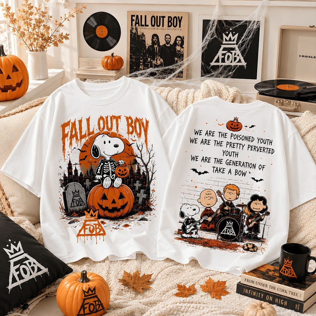 Fall Out Boy Snoopy Halloween Rock Band Pumpkin T-Shirt Fall Out Boy Merch Gift For Fan - Merchluma