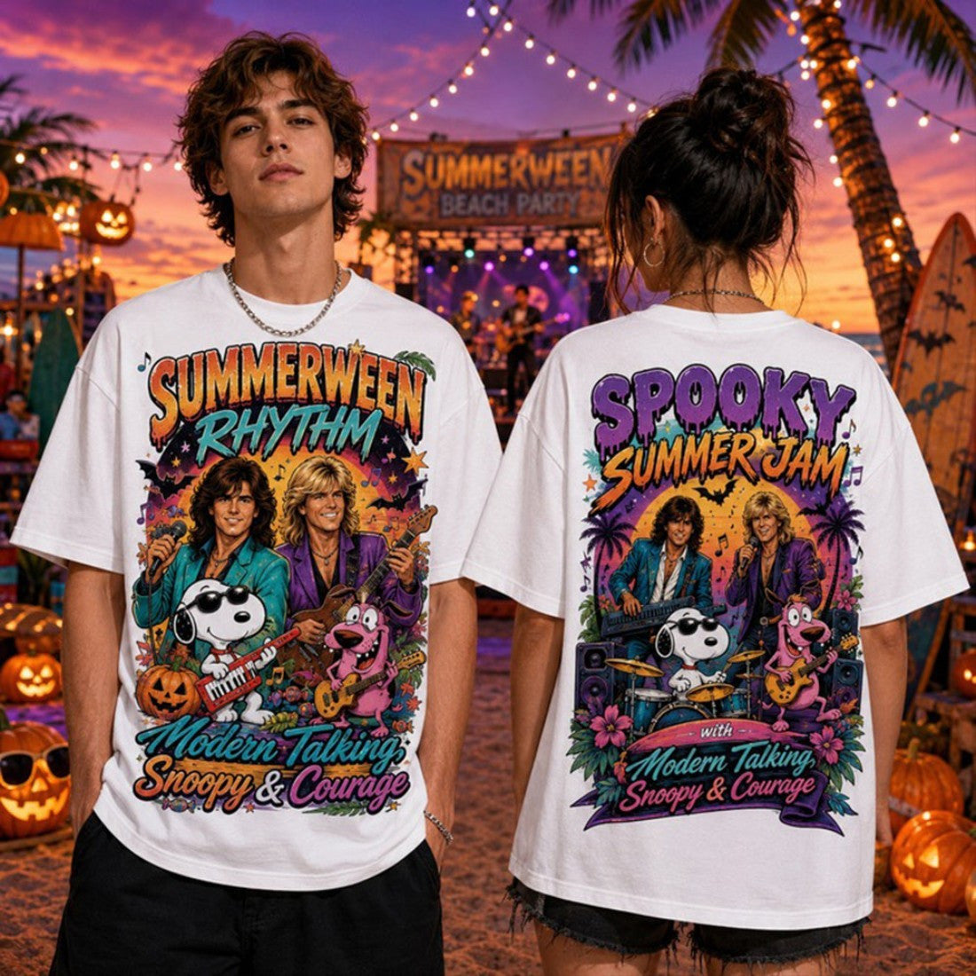 Spooky Summer Jam Modern Talking And Snoopy And Courage T-Shirt Spooky Merch BFF Gifts - Merchluma