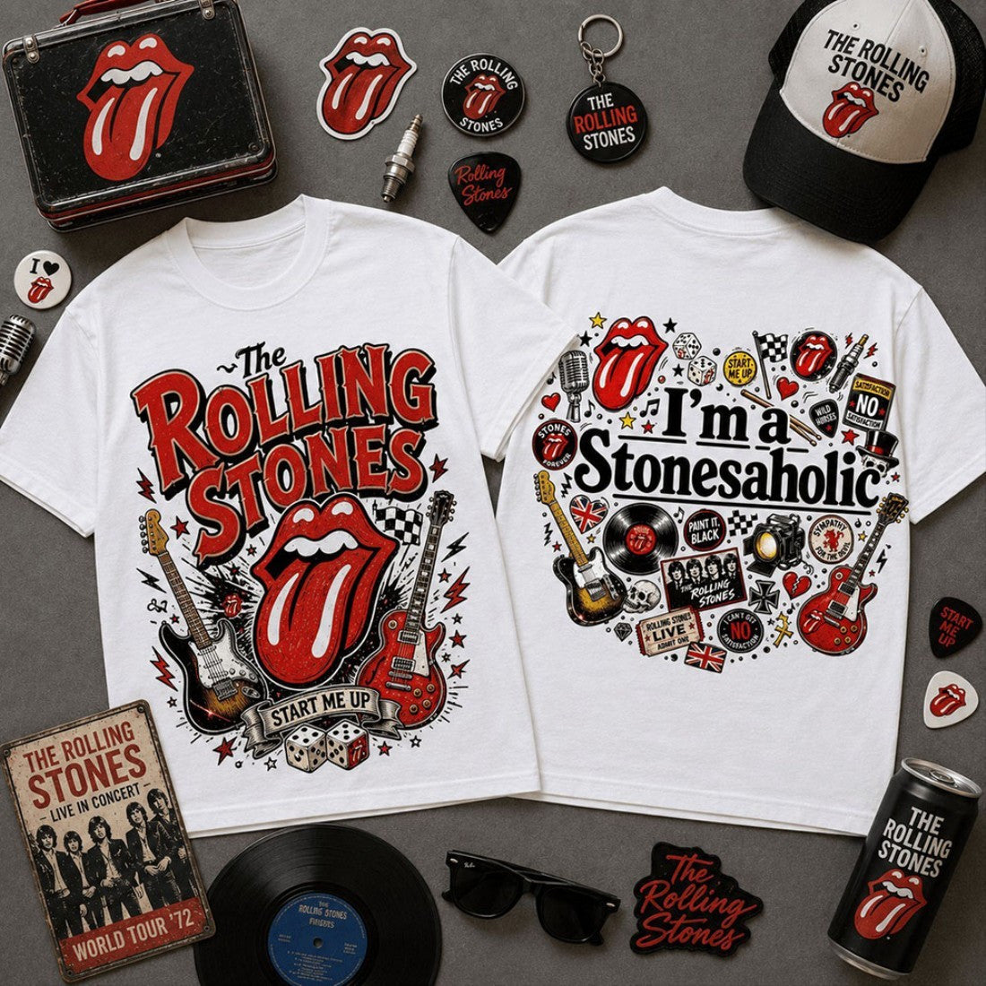 The Rolling Stones Merch I'm a Stonesaholic Start Me Up Vintage Shirt Rock Fan Gifts - Merchluma